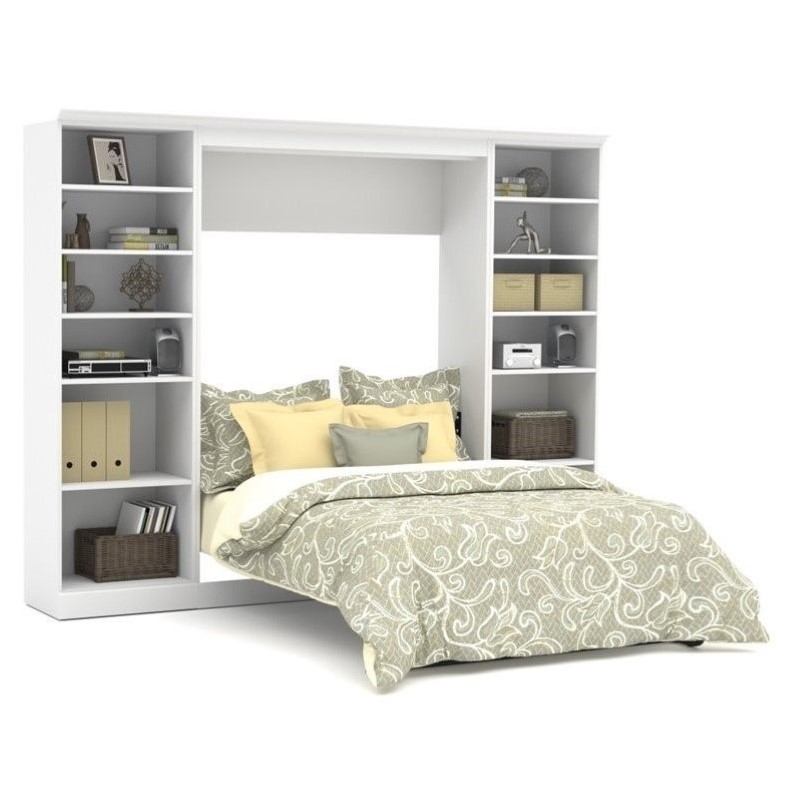 Bestar Versatile Engineered Wood Full Murphy Bed & 2 Closet Organizers in White