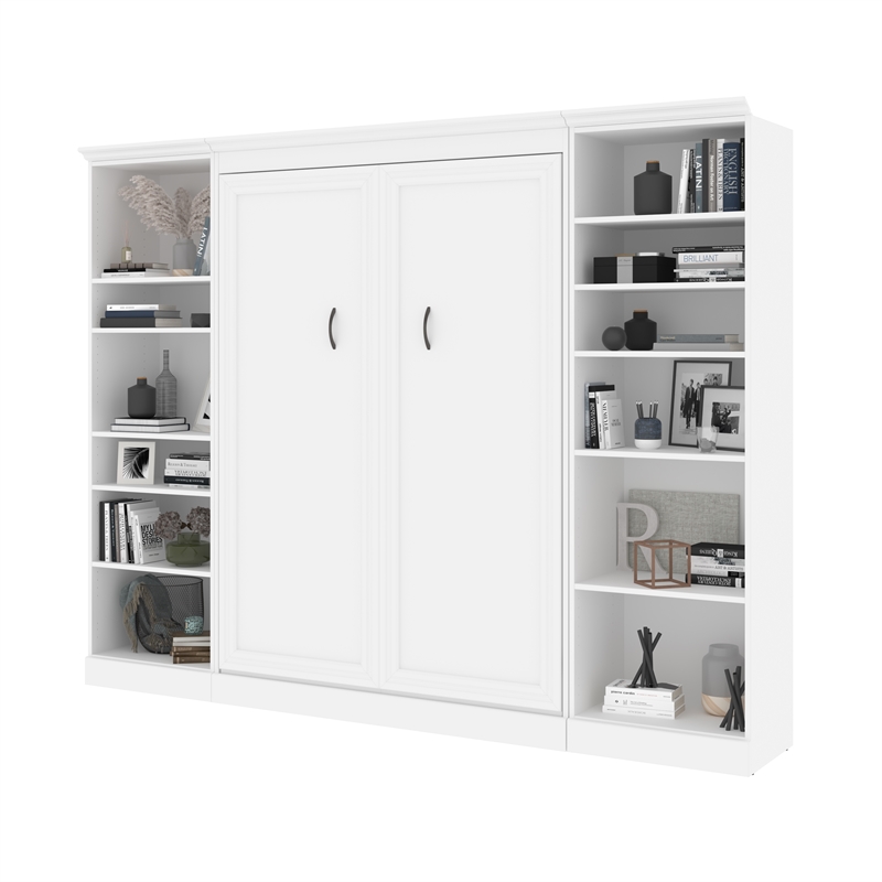 Bestar Versatile Engineered Wood Full Murphy Bed & 2 Closet Organizers in White