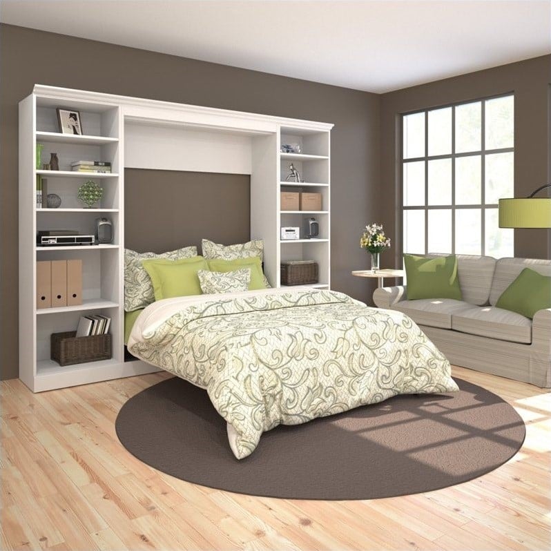 Bestar Versatile 109 Full Wall Bed With 2 Piece Storage Unit In