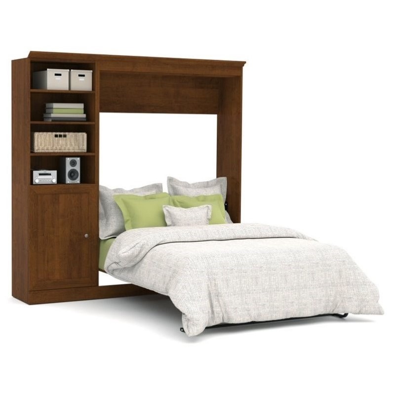 Bestar Versatile 84'' Full Wall Bed with Door Storage Unit in Tuscany Brown 4089263