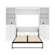 Bestar Versatile Wood Full Murphy Bed and 2 Organizers with Drawers in White