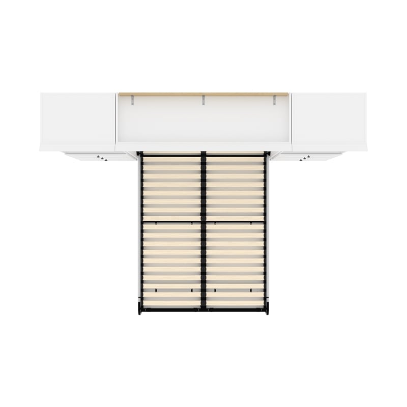 Bestar Versatile Wood Full Murphy Bed and 2 Organizers with Drawers in White