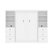 Bestar Versatile Wood Full Murphy Bed and 2 Organizers with Drawers in White