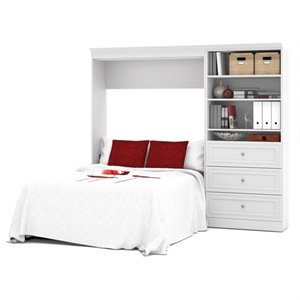 Bestar Versatile 95'' Full Wall Bed with 3-Drawer Storage Unit in White