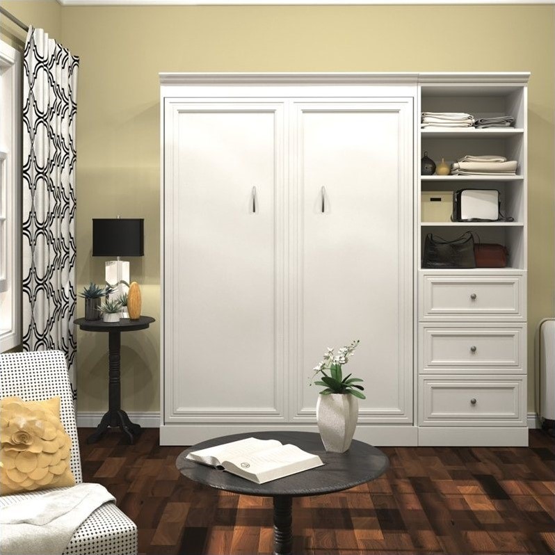 Bestar Versatile 84'' Full Wall Bed with 3Drawer Storage Unit in White