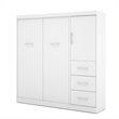 Bestar Nebula 84W Engineered Wood Full Wall Bed Set with 3 Drawer Set in White