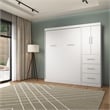 Bestar Nebula 84W Engineered Wood Full Wall Bed Set with 3 Drawer Set in White
