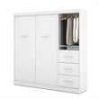 Bestar Nebula 84W Engineered Wood Full Wall Bed Set with 3 Drawer Set in White