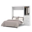 Bestar Nebula 84W Engineered Wood Full Wall Bed Set with 3 Drawer Set in White