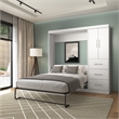 Bestar Nebula 84W Engineered Wood Full Wall Bed Set with 3 Drawer Set in White