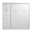 Bestar Nebula 84W Engineered Wood Full Wall Bed Set with 3 Drawer Set in White