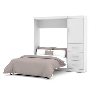 bestar nebula 2 piece wall bed kit with 3 drawer set in white