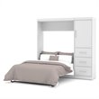 Bestar Nebula 84W Engineered Wood Full Wall Bed Set with 3 Drawer Set in White