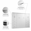 Bestar Nebula 109W Modern Engineered Wood Full Wall Bed Set in White