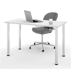 bestar writing desk with round metal legs in white