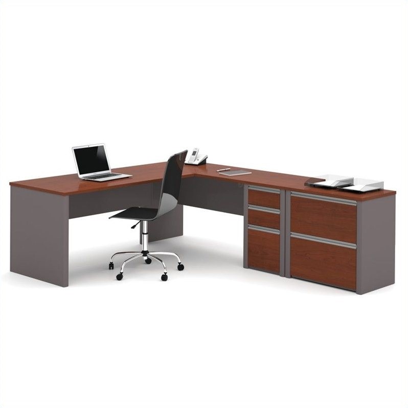 Bestar Connexion L Shaped Workstation With Lateral File In Bordeaux Bestar Connexion L Shaped Workstation With Lateral File In Bordeaux And Slate
