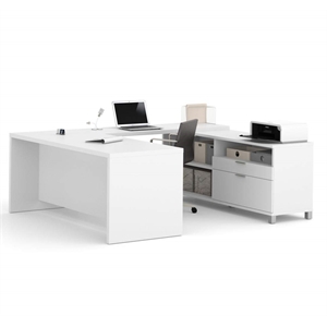 Bestar Pro-Linea U-Desk in White Melamine Finish