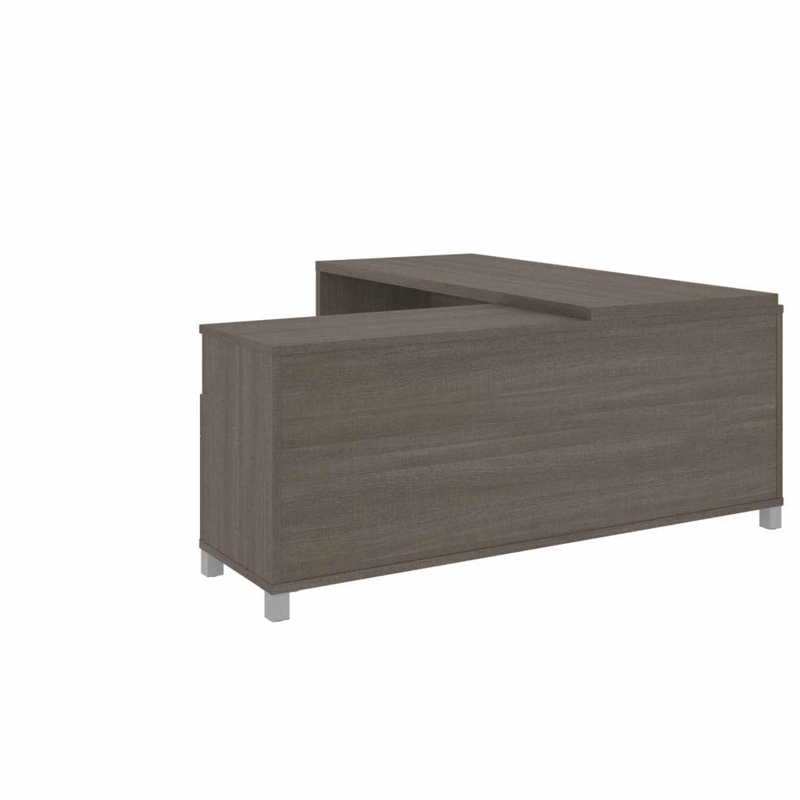 Bestar Pro-Linea L Shape Desk in Bark Grey