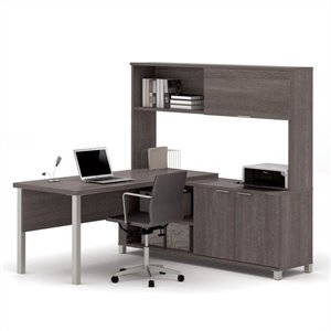Bestar Pro-Linea L Shaped Computer Desk with Hutch