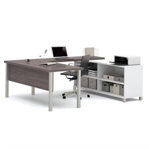 bestar pro-linea u shaped computer desk with open metal legs