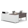 Bestar Pro-Linea L-Desk with legs in White and Bark Grey