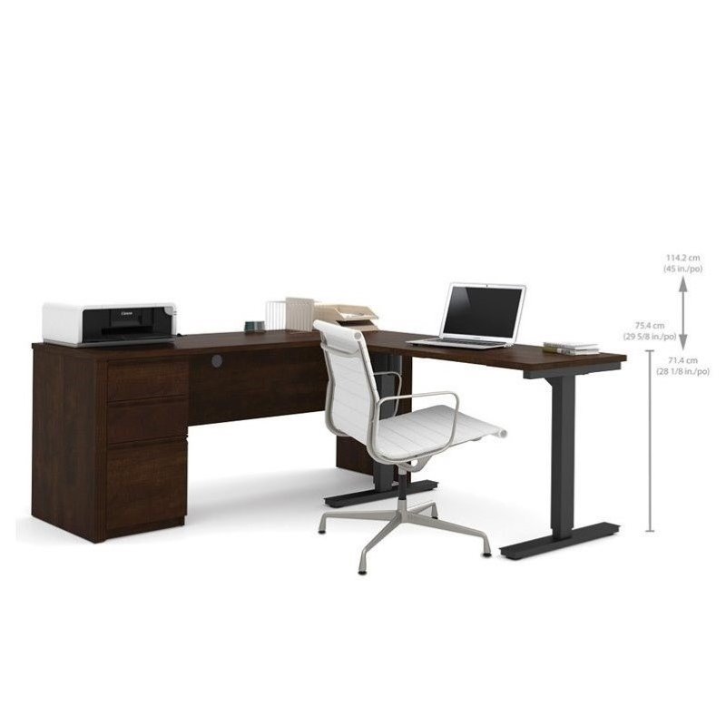 Bestar Prestige L Shape Desk Table In Chocolate 99885 69 Bestar Prestige L Shape Desk Table In Chocolate