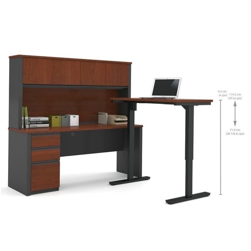 Bestar Prestige L Shape Desk With Hutch In Bordeaux And Graphite Bestar Prestige L Shape Desk With Hutch In Bordeaux And Graphite