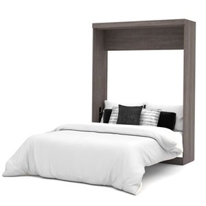 Bestar Nebula Queen Wall Bed in Bark Grey and White
