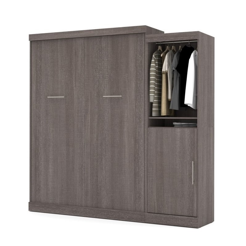 Bestar Nebula 90W Transitional Wood/Metal Queen Wall Bed Kit in Bark Gray