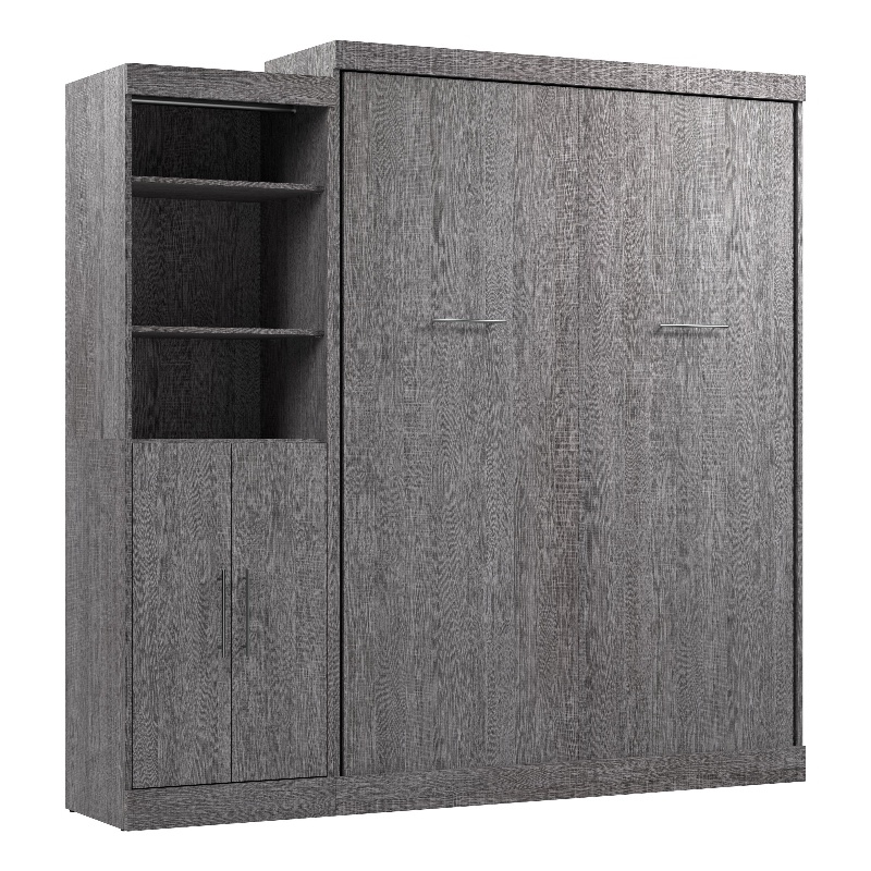 Bestar Nebula 90W Transitional Wood/Metal Queen Wall Bed Kit in Bark Gray