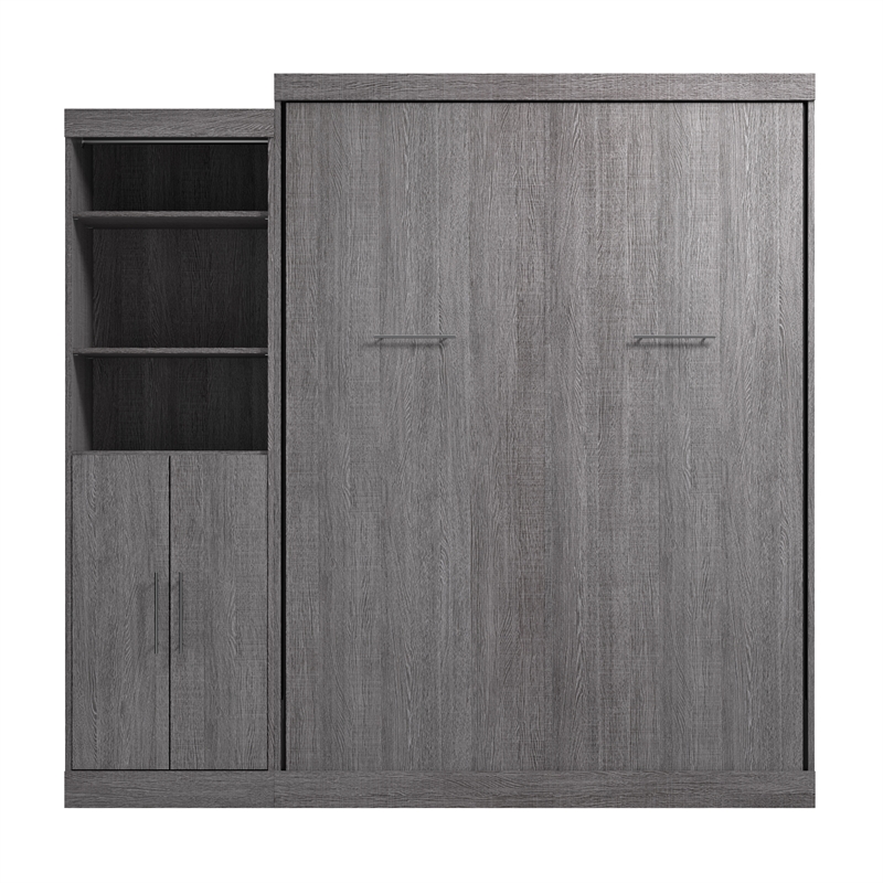 Bestar Nebula 90W Transitional Wood/Metal Queen Wall Bed Kit in Bark Gray