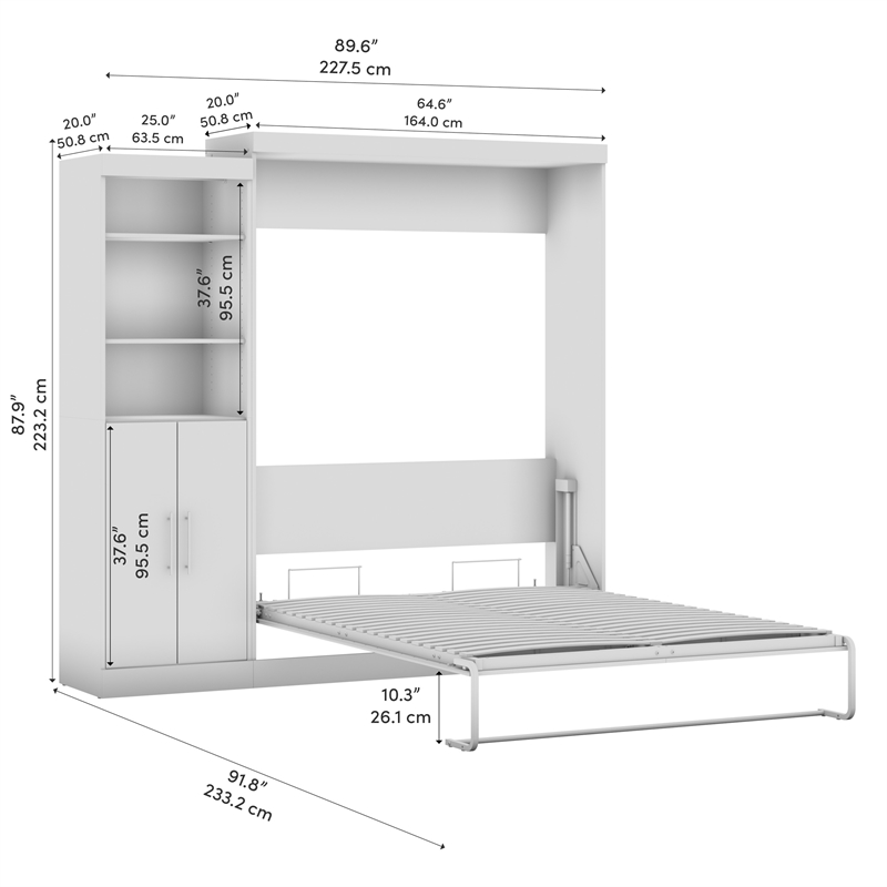 Bestar Nebula 90W Transitional Wood/Metal Queen Wall Bed Kit in Bark Gray