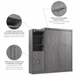 Bestar Nebula 90W Transitional Wood/Metal Queen Wall Bed Kit in Bark Gray