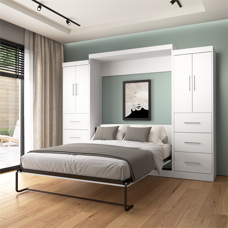 Bestar Nebula 115 inch Queen Wall Bed Kit in White