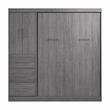 Bestar Nebula 84W Engineered Wood Full Wall Bed Kit w/ 3 Drawer Set in Bark Gray