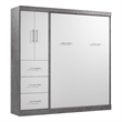 Bestar Nebula 84W Engineered Wood Full Wall Bed Kit in Bark Gray and White