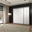 Bestar Nebula 84W Engineered Wood Full Wall Bed Kit in Bark Gray and White