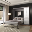 Bestar Nebula 84W Engineered Wood Full Wall Bed Kit in Bark Gray and White