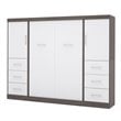 Bestar Nebula 109W Engineered Wood Full Wall Bed Kit in Bark Gray & White