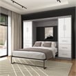 Bestar Nebula 109W Engineered Wood Full Wall Bed Kit in Bark Gray & White