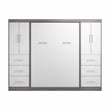 Bestar Nebula 109W Engineered Wood Full Wall Bed Kit in Bark Gray & White