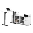 Bestar Pro Linea L Shape Power Adjustable Table in White