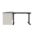 Bestar Connexion Power Adjustble L-Shaped Table in Slate and Sandstone