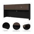Bestar Connexion L-Shaped Table with Hutch in Slate and Sandstone