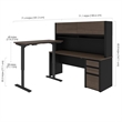 Bestar Connexion L-Shaped Table with Hutch in Slate and Sandstone