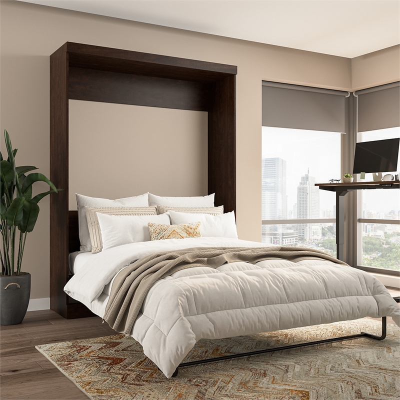 Bestar Pur 65W Queen Murphy Bed in Chocolate