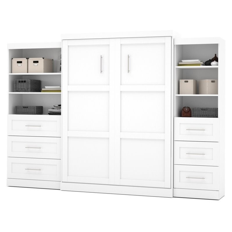 Bestar Pur Queen Wall Bed with Storage in White