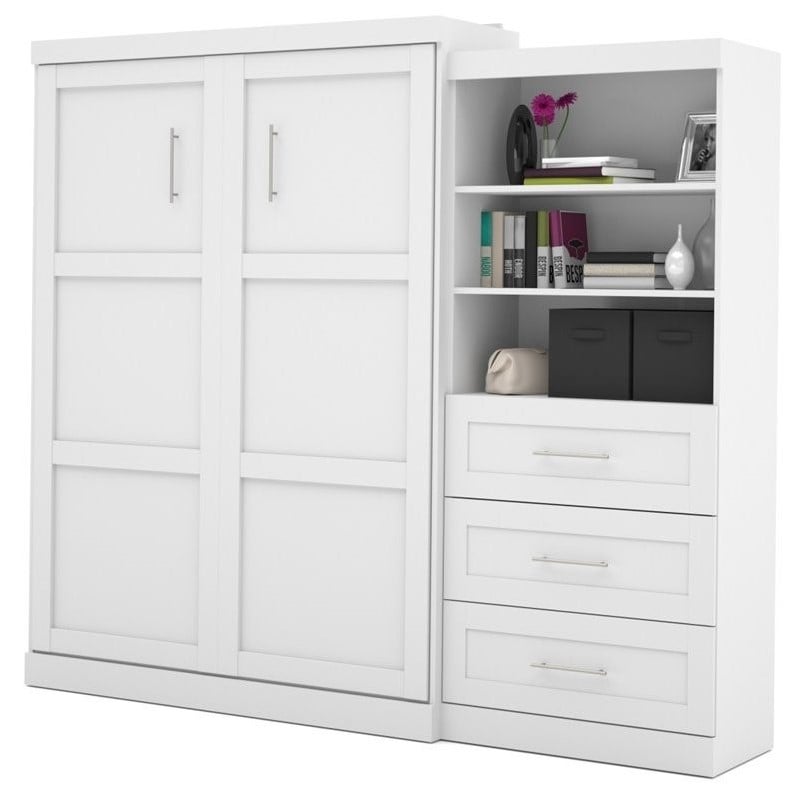 Bestar Pur Queen Wall Bed with Storage in White