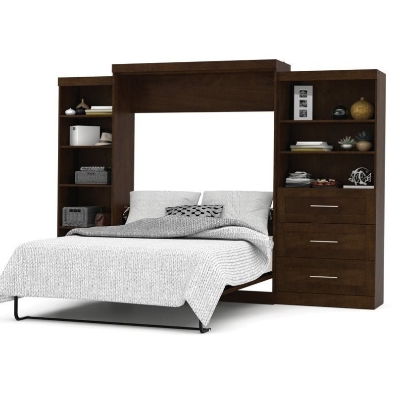 Bestar Pur Queen Wall Bed With Storage In Chocolate Image Is Loading Bestar Pur Queen Wall Bed With Storage In