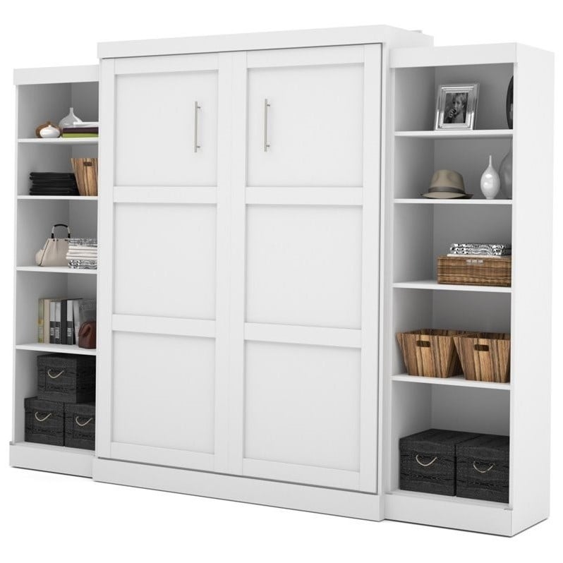 Bestar Pur Queen Wall Bed With Storage In White 26883 17 Bestar Pur Queen Wall Bed With Storage In White